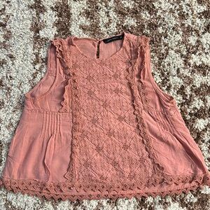 Rose Linen Top Sleeveless